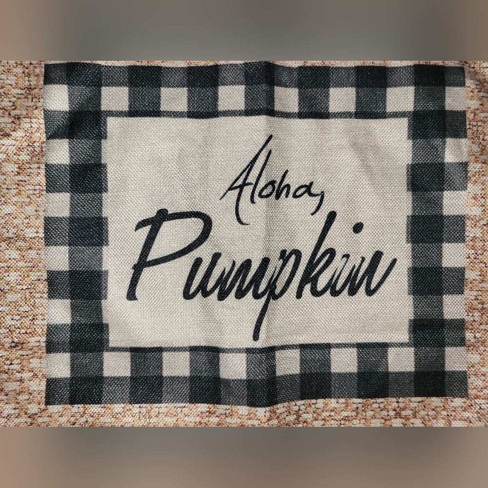Aloha Pumpkin Plaid Throw Pillow Cover